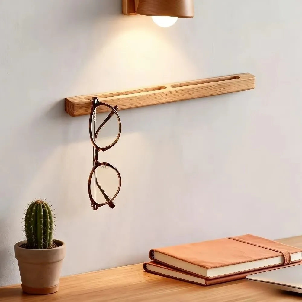Wall Mounted Sunglasses Storage Rack Wooden No Drill Eyeglasses Display Stand Space-Saving Rectangle Eyeglass Holder Closet Vue