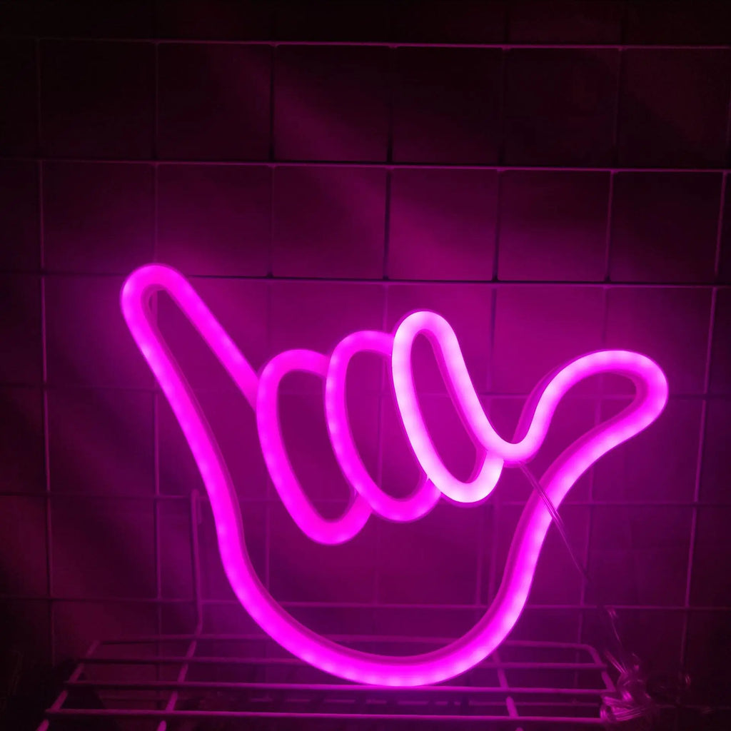 LED Neon I Love You Peace Gesture Finger Neon Signs Night Light 3D Wall Art & Game Room Bedroom Living Room Decor Lamp Signs Vue