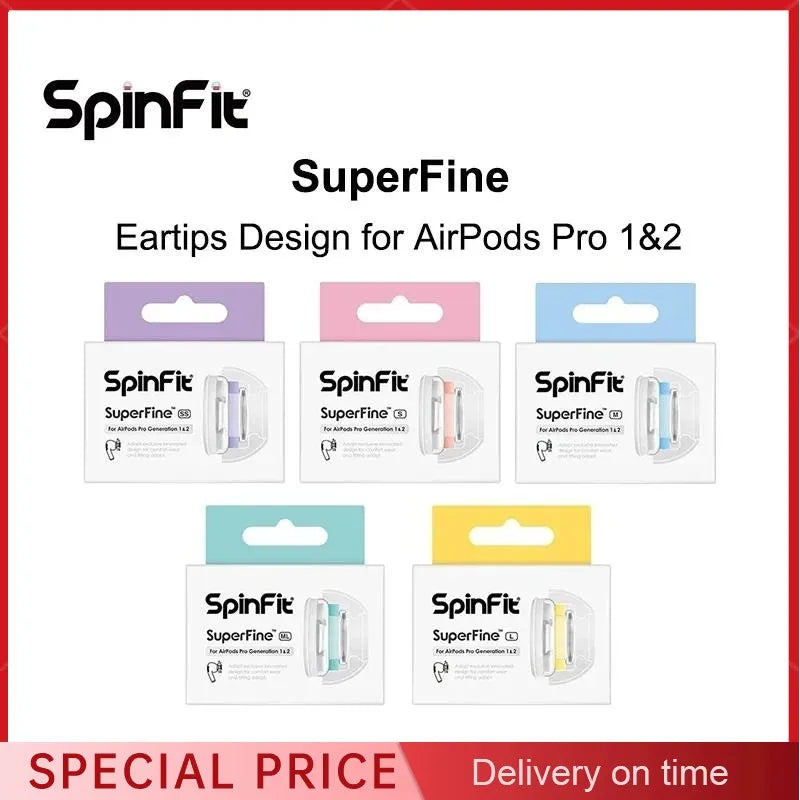 SpinFit SuperFine Eartips & Adapter for AirPods Pro Gen 1 & 2 Earbud Replacement Tips Vue
