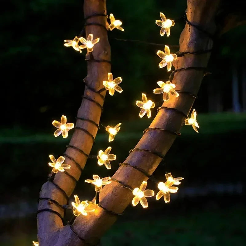 1pc 10M 80LED Cherry Blossom Flower String Lights with 8 Lighting Modes USB Powered for Home Garden Party Festival Decoration Vue