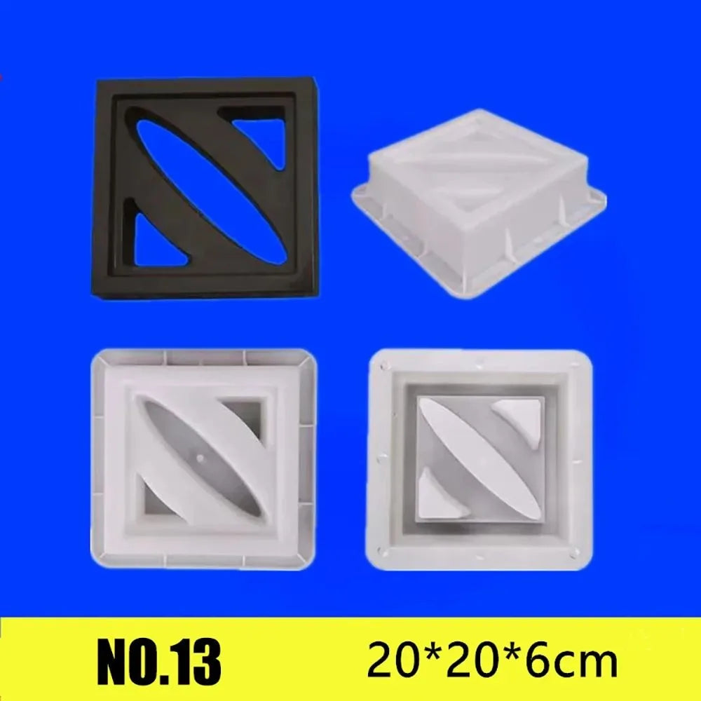 Plastic Hollow Brick Mold 20*20*6cm Square Wall Brick Mould 3D Carving Anti-Slip Cement Antique Brick Mold Cement Antique Window Vue 13