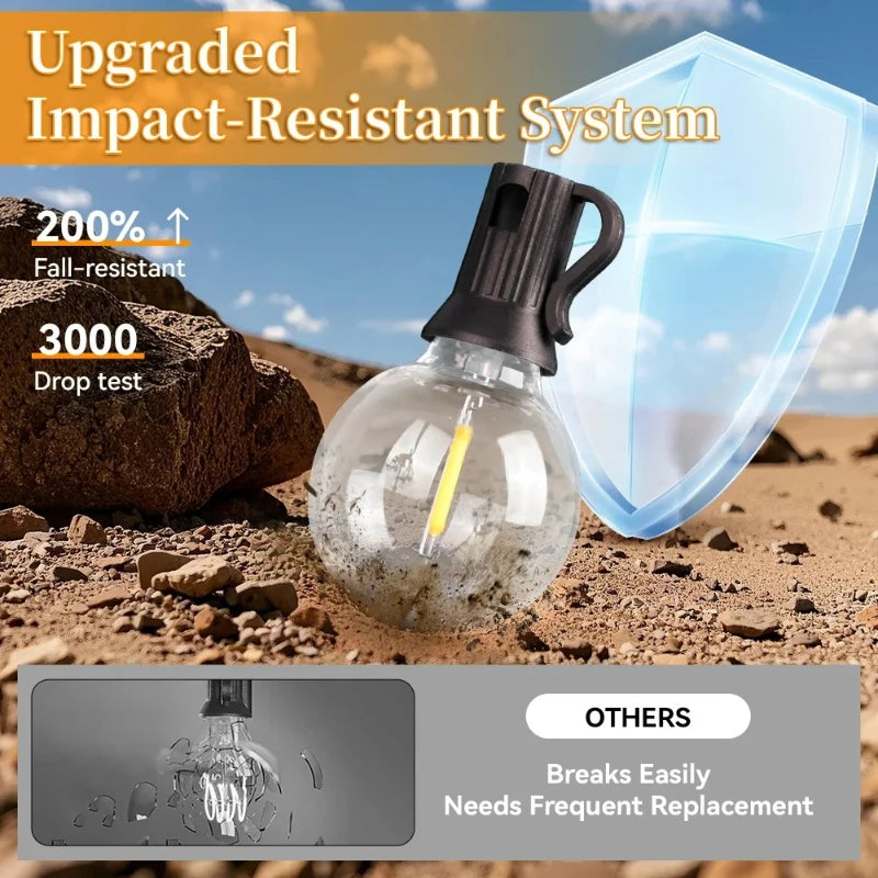 21M G40 Globe String Lights, Solar Powered LED Outdoor Lights, Waterproof Garden Patio Wedding Party Decoration Vue 12Meters 20Bulbs