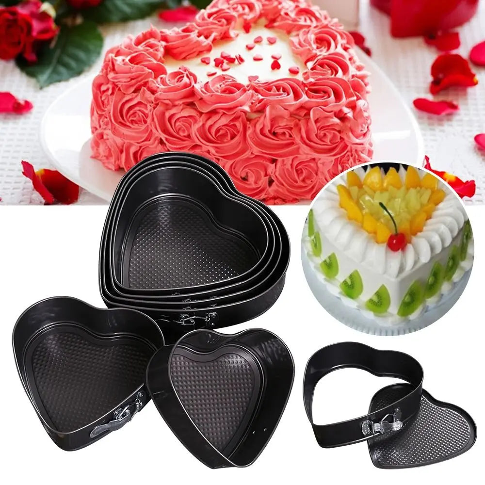 7- Heart Shape Springform Cake Pan Carbon Steel Non-stick Leakproof