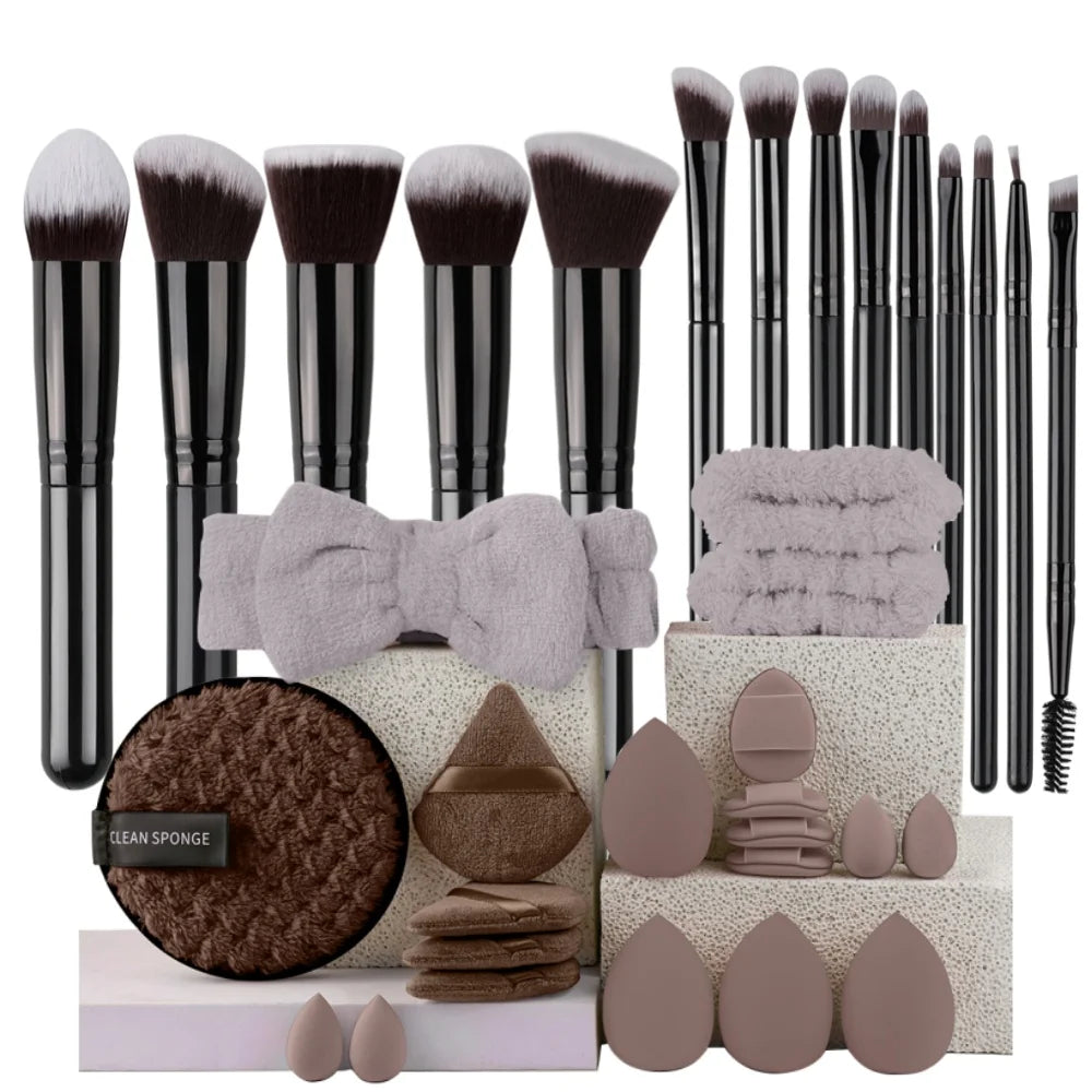 Premium Makeup Brushes Set Portable Travel Soft Eye Shadow Brush Foundation Powder Eyelash Concealer Blush Make Up Brush Set Vue AMZ-14BK-20PF