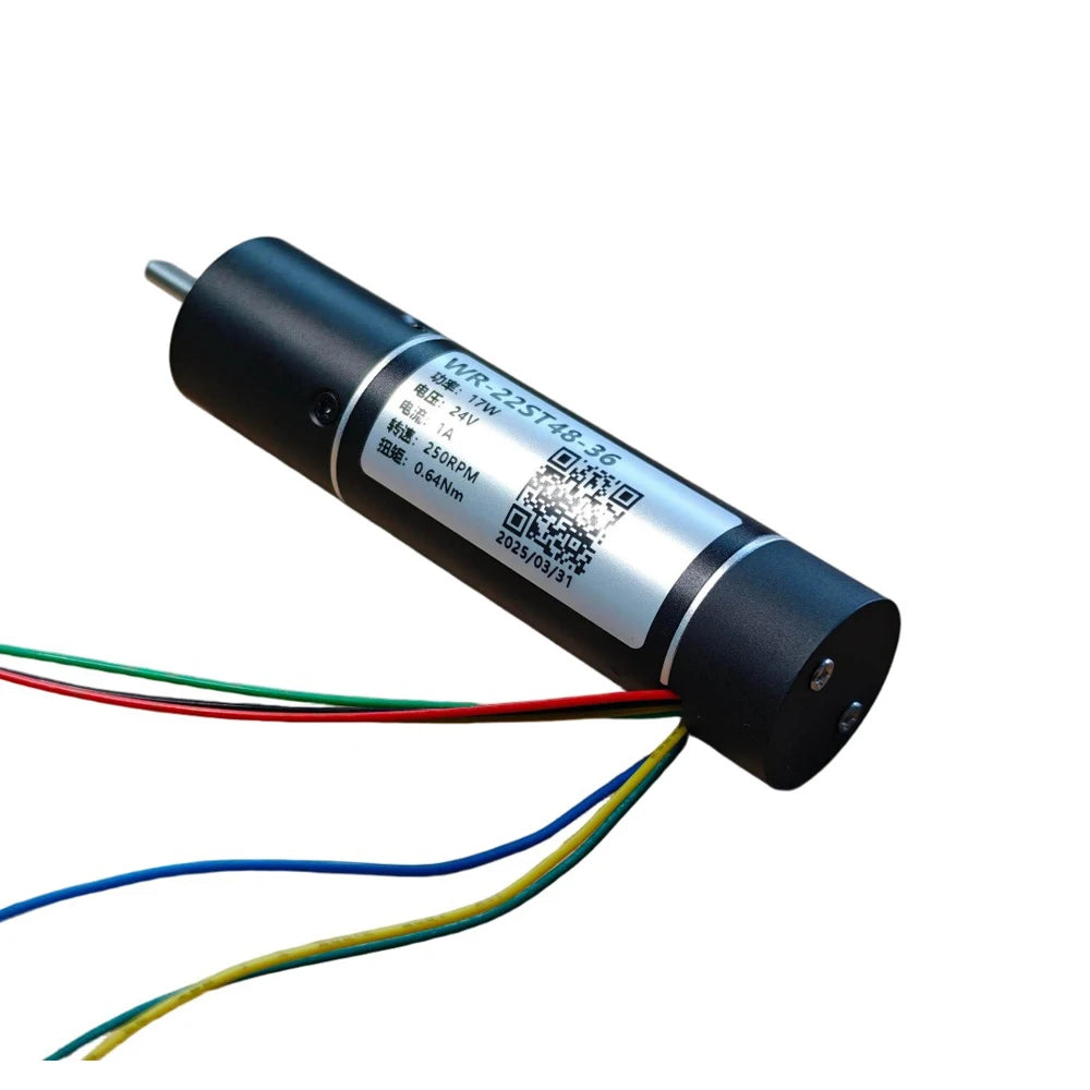 WR22ST48-36 22mm Brushless Motor Coreless Gear Motor 24V 17W 250RPM 0.64Nm 16Bit Encoder Brushless Motor Vue