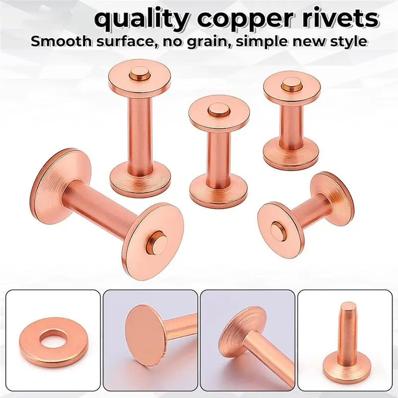 ABKW-For Leather Rivets Fastener Installation Tool, 103 PCS Copper Rivets And Burrs, Copper Rivet Washers For Leather Vue