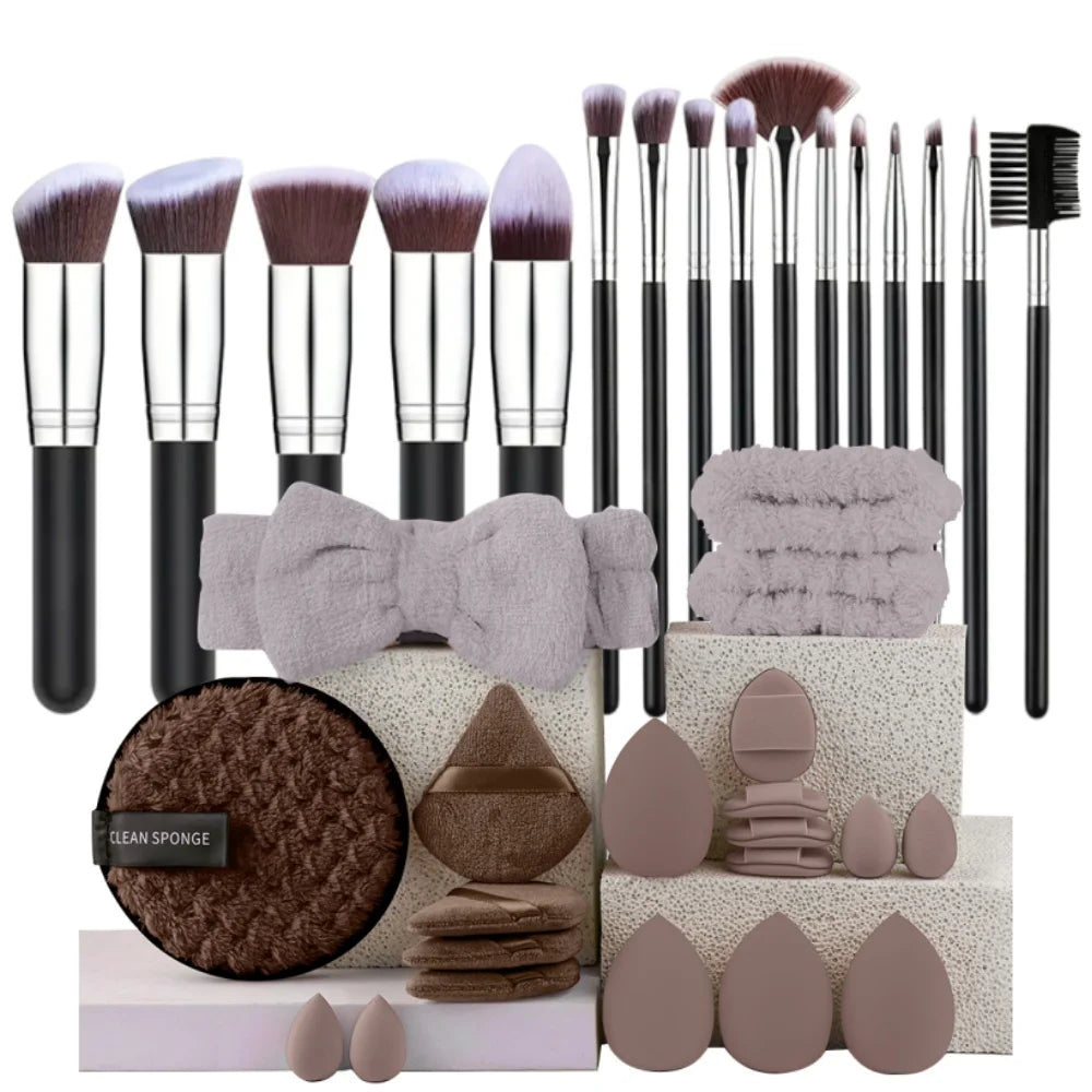 Premium Makeup Brushes Set Portable Travel Soft Eye Shadow Brush Foundation Powder Eyelash Concealer Blush Make Up Brush Set Vue AMZ-16SL-20PF