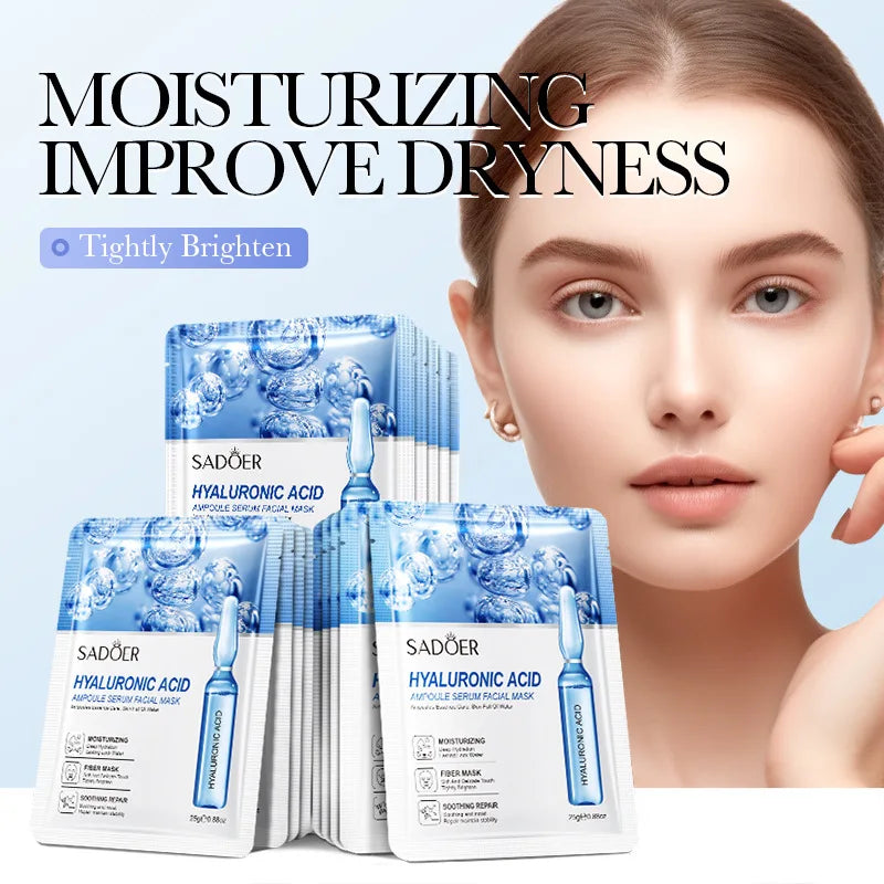 10Pcs Hyaluronic Acid Mask Facial Skin Care Firming Moisturizing Mask Facial Skin Care Products Vue Default Title