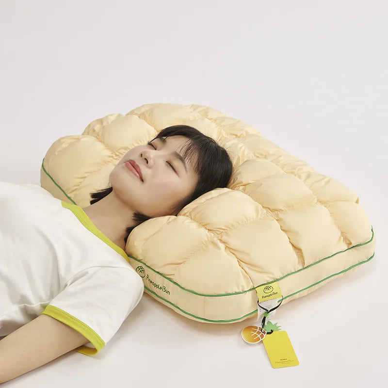 Cotton Pillow Cervical Neck Support Sleep Aid Adult Dorm Room Single Pineapple Bun Texture Full Head Support Pillow Vue