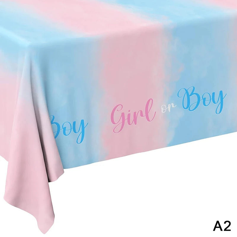 Gender Reveal Tablecloth Pink Blue Rectangular Plastic Table Cover