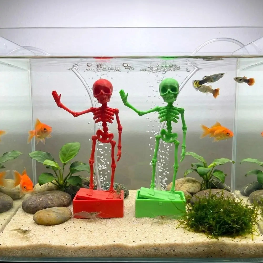 Realistic Dancing Skeleton Aquarium Bubbler with Suction Base Movable Wiggle Fish Tank Dance Skull Bubbler Fade Resistant Vue