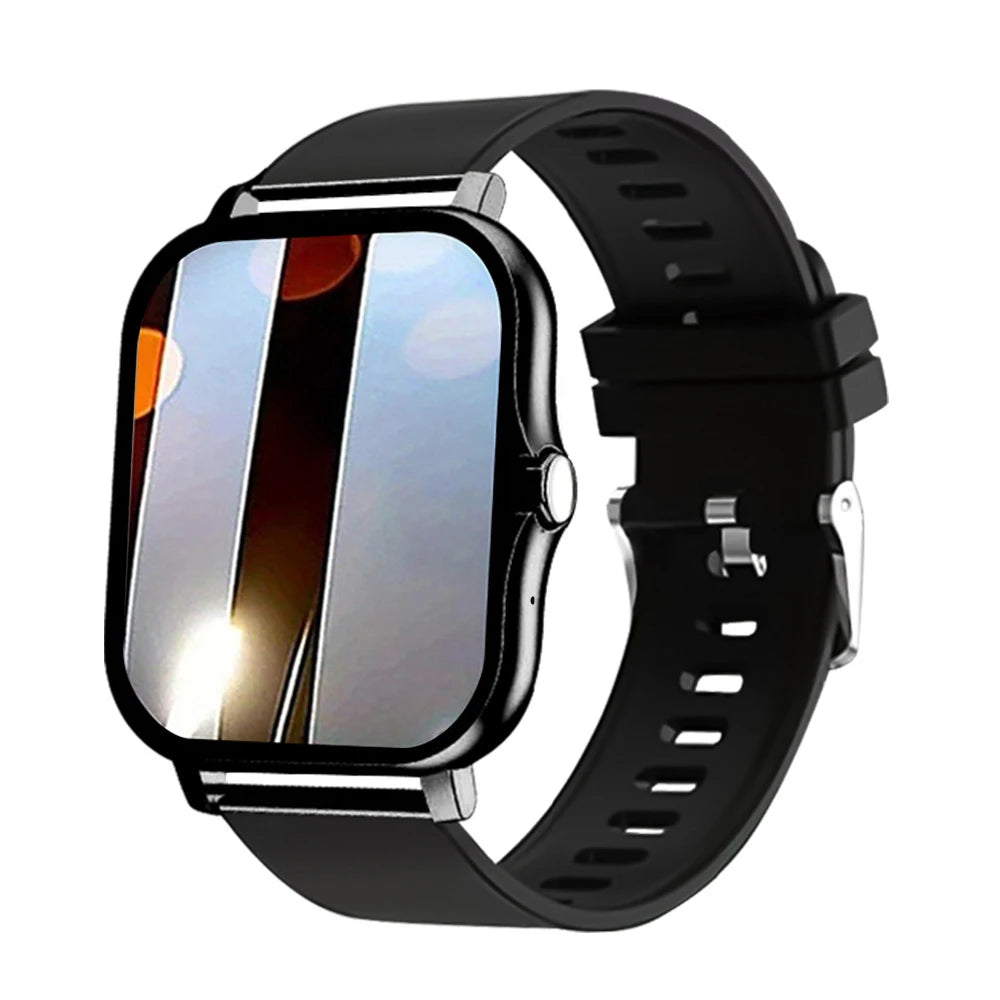 2025 New Square Sport Smartwatch for Android/IOS Heart Rate/Sleep Monitor Fitness Tracker BT Call Smart Watch For Men Women Gift Vue Silicone black