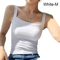 Casual Sleeveless Summer Tank Tops Underwear Slim Cami Shirt Vue One Size White-M