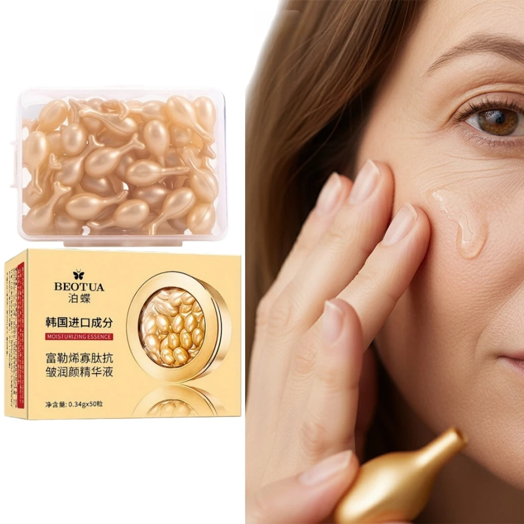 50 Capsules of Hyaluronic Acid Facial Essence/Emulsion Capsules — Unscented Moisturizing Capsule Essence, Hydrating and Moisturizing, Suitable for All Light Skin Types, Unisex Daily Light Skincare Vue