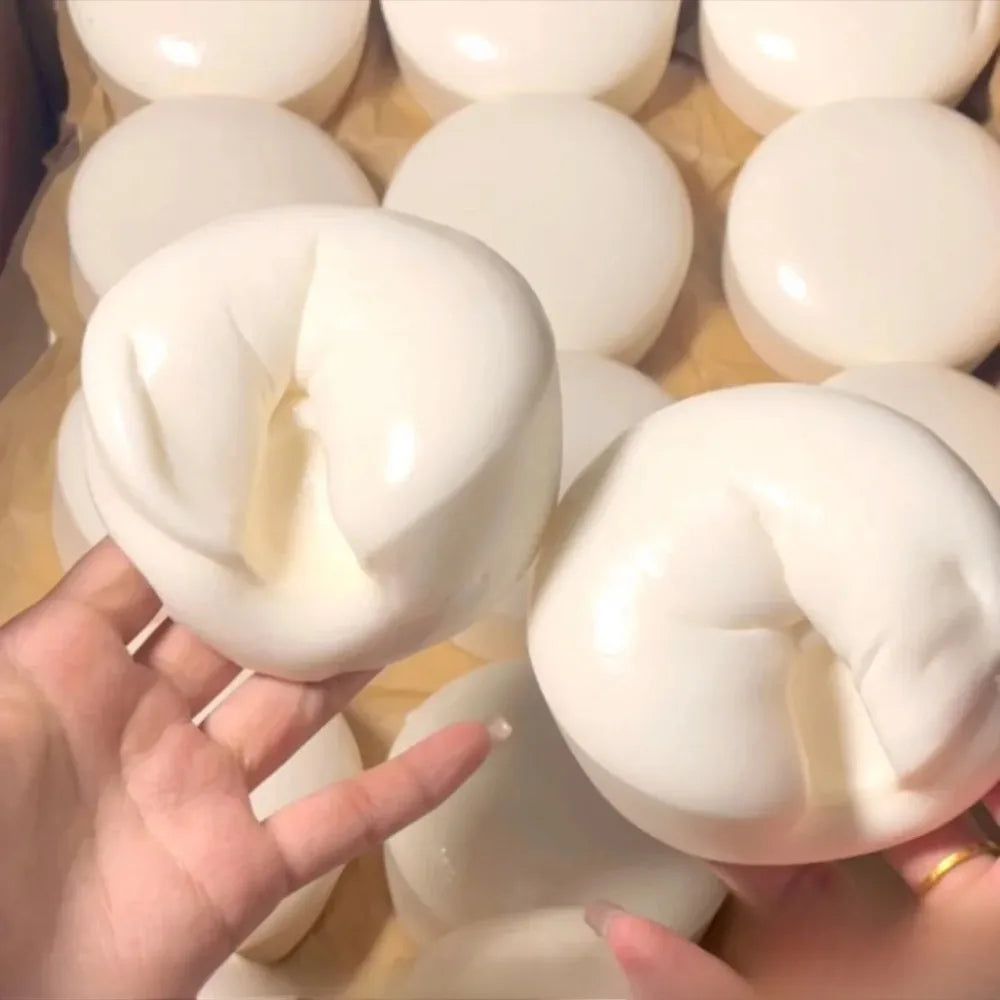 Round Bread Chunks Yogurt Cake Bread Squeeze Toy Soft Stress Relief Slow Rising Sensory Fidget Toys for Adults Relaxing Gifts Vue