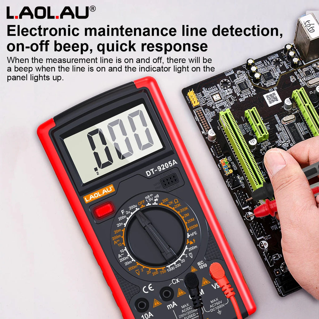 DT-9205A Digital Multimeter Manual Range AC/DC Current Voltage Resistance Capacitance Meter LCD Backlit Ohm Electrician Tester Vue