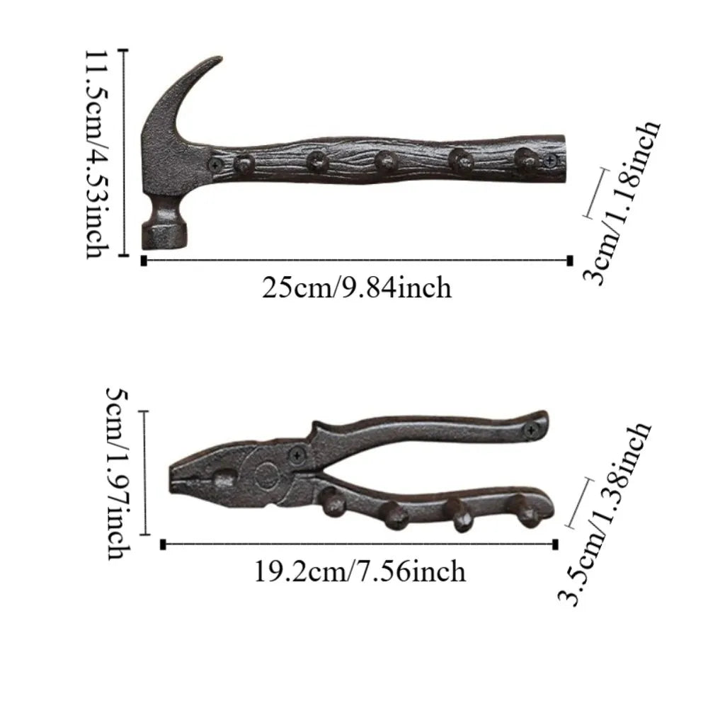 Creative Rustic Cast Iron Wall Hooks DIY Vintage Wall-Mounted Decor Shelf Iron Plier Shape Key Holder Craftsmen Vue