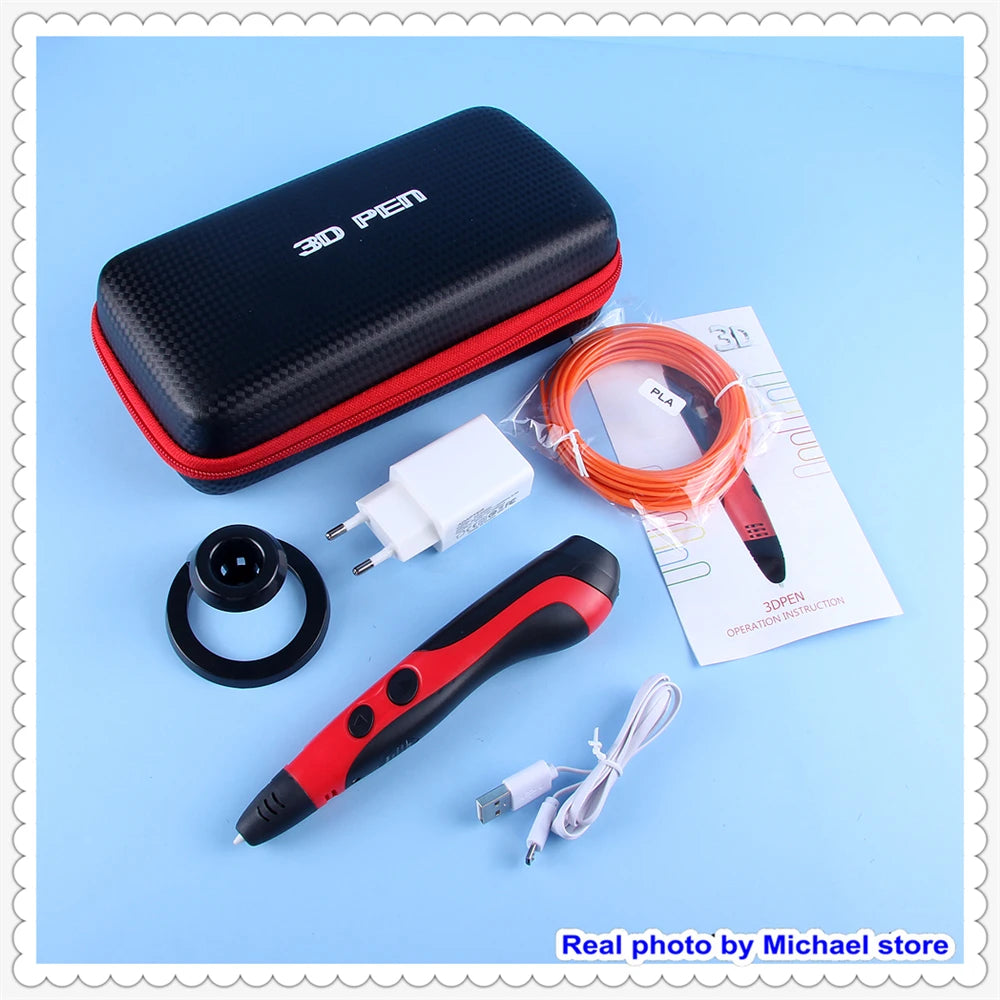 New 3D Printing Pen Kids 3 Speed Adjustable 3D Pen LCD Screen DIY Drawing Pens PLA Filament Children Girls Boys Gifts Vue