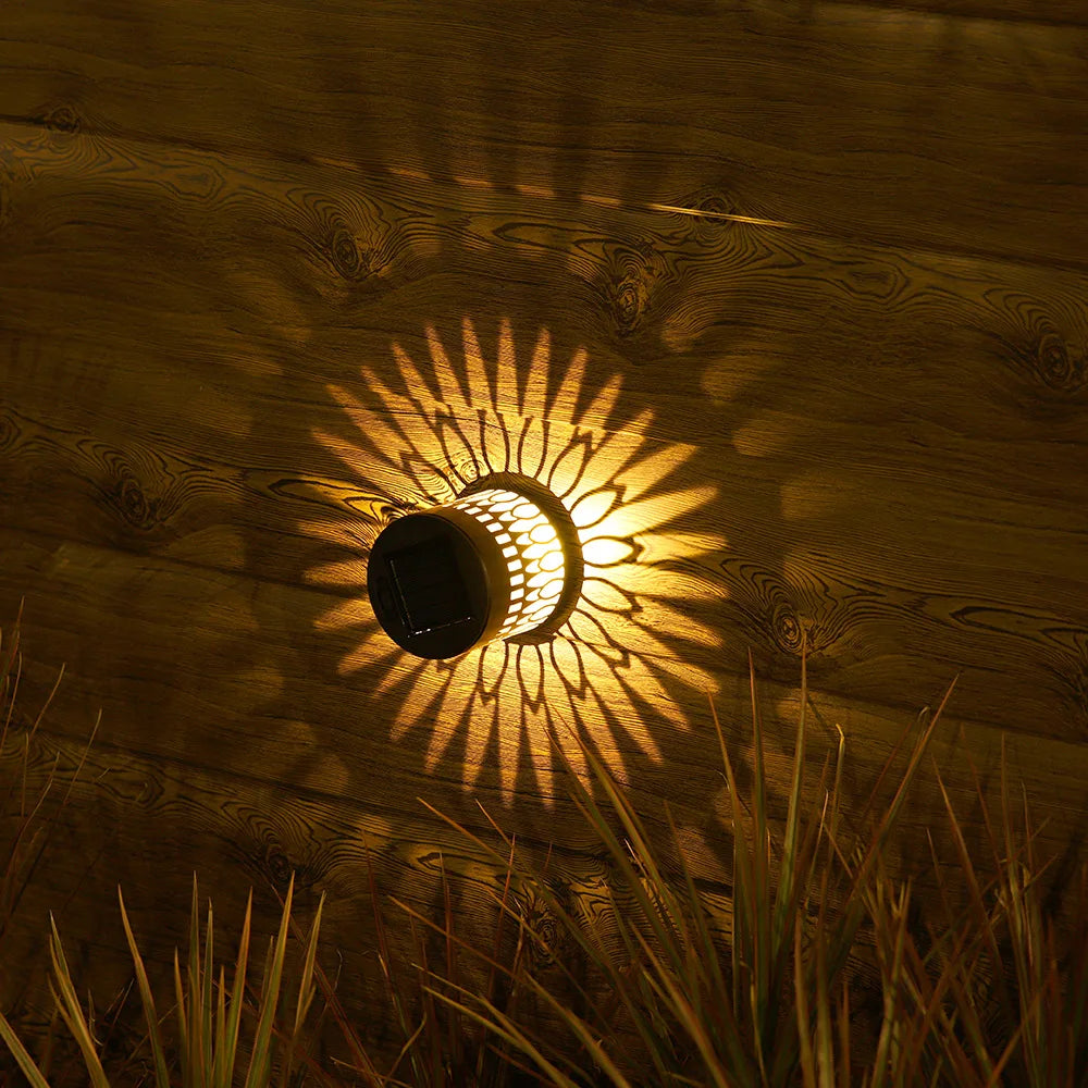Solar Dusk To Dawn Sensor Wall Light Projector Flower Pattern IP65 Waterproof Outdoor Lamp for Balcony Courtyard Villa Door Vue Daisy