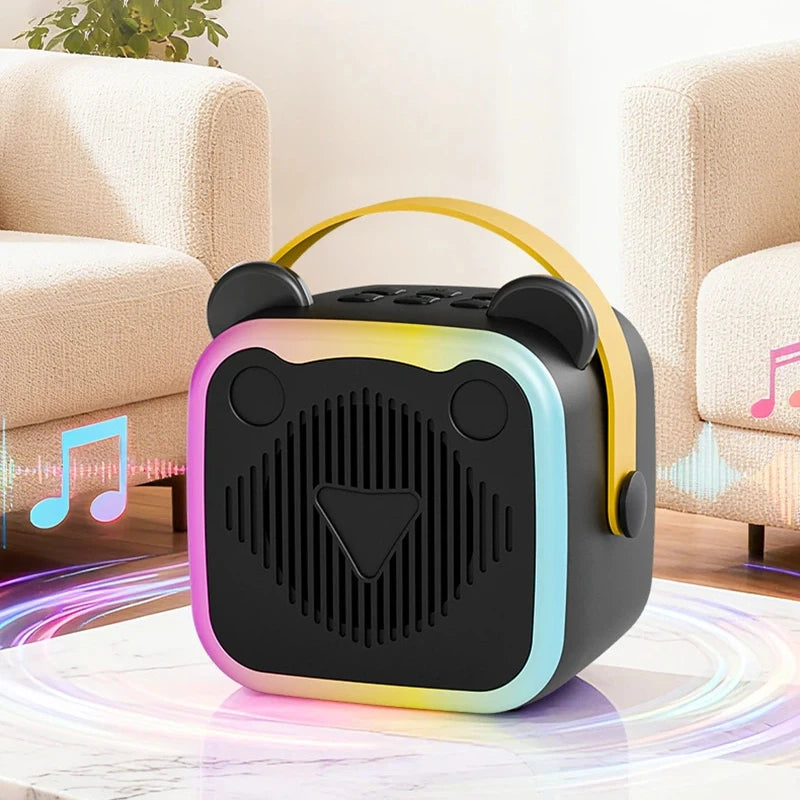 K10 Bluetooth Wireless Speaker With 2 Microphone RGB Light Outdoor Home Voice Change Karaoke Mini Speaker for Family Gifts Vue