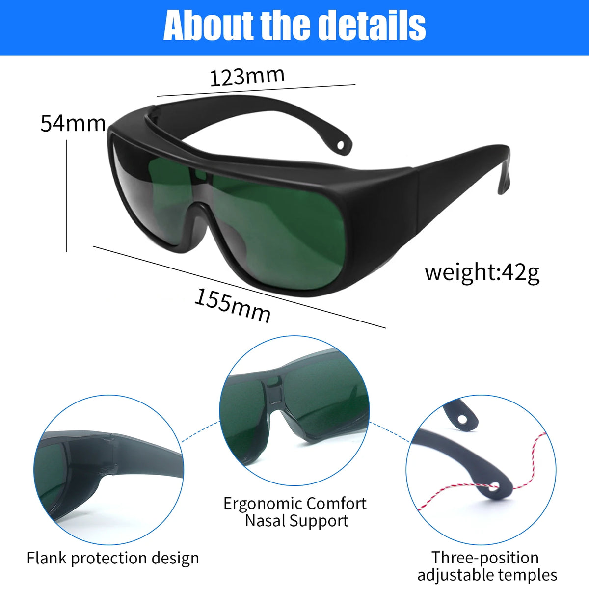 Eye Protection CE EN207 Validated OD6+ 900-1100nm Flexible PC Temple Laser Lenses for Multi-kW Fiber Laser Metal Cutting Factory Vue
