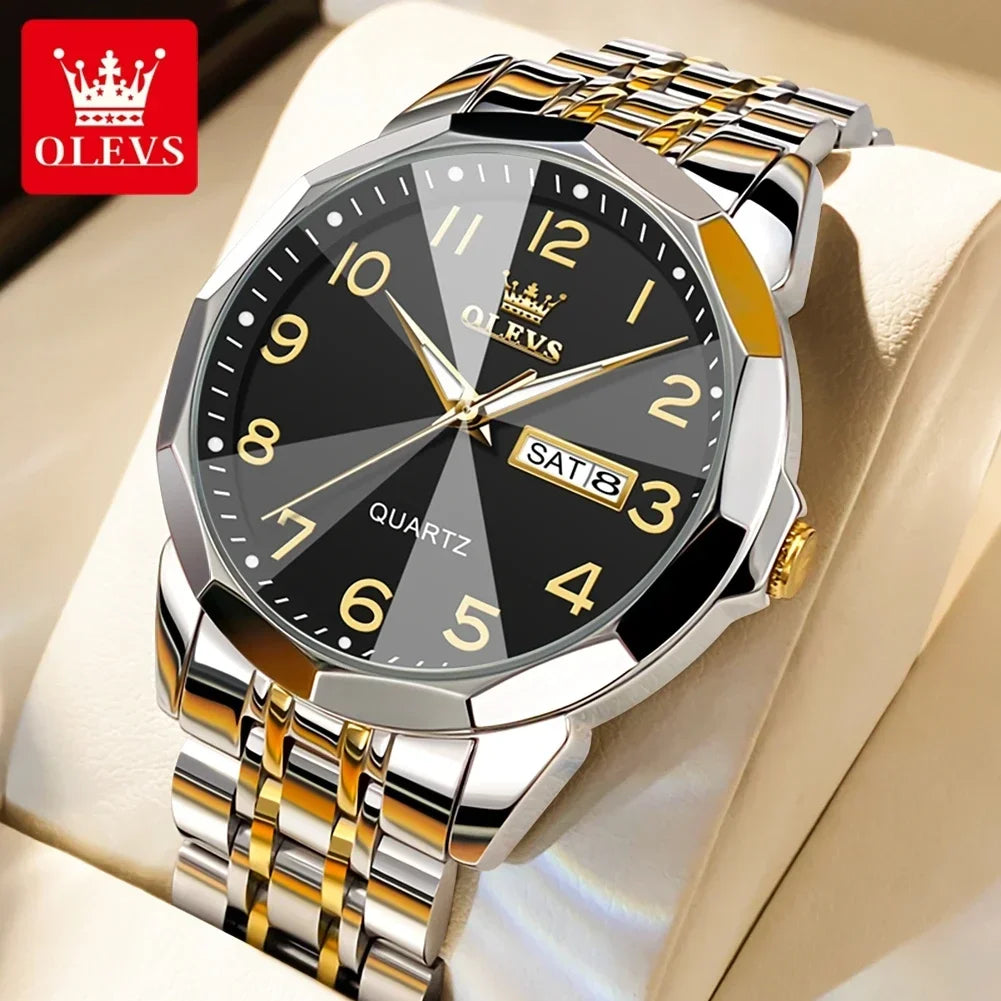 OLEVS 9970 Men's Luminous Quartz Watch – Waterproof & Luxury Men's Quartz Watch Vue