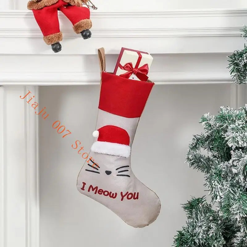 Pet Paw Christmas Stocking 18" – Dog & Cat Holiday Hanging Sock Christmas Stocking Vue