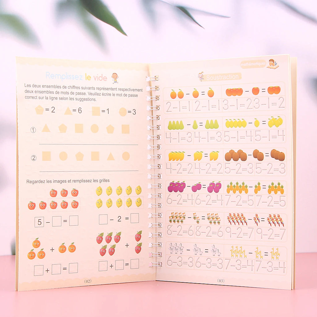 French Copybooks Kids Number Drawing Math With Practice Reusable Magical Pen Free Wiping Children Handwriting Early Learn Book Vue