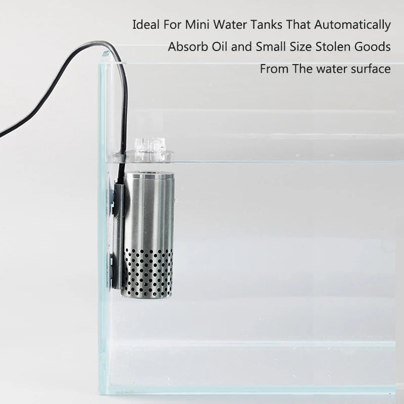 Planted Aquarium Electric Oil Removal Film Fish Tank Stainless Steel USB Filter Self-priming Floating Head Oil Film Processor Vue