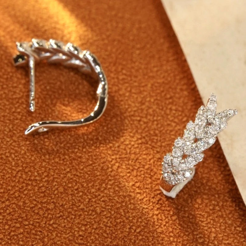 Huitan V-Shaped Leaf Hoop Earrings – Cubic Zirconia for Women Hoop Earrings Vue