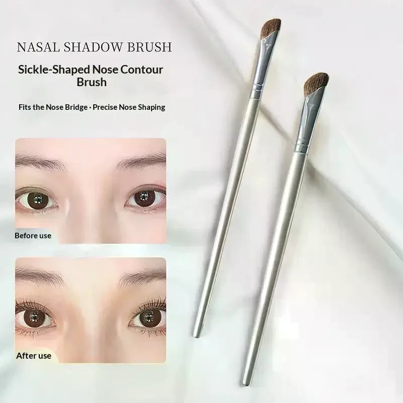 2Pcs Sickle Shaped Nasal Shadow Brush Soft Bristles For Daily Professional Makeup Use Beauty Tool Vue
