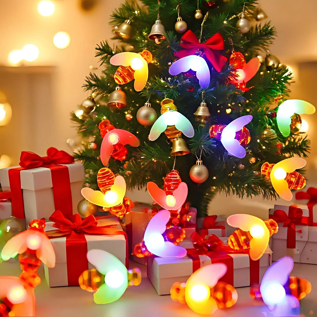 Life-Like Solar Bee Lights - 20/50 LEDs, Auto On/Off, 8 Modes for Christmas, Halloween, & Garden Glowing! Vue