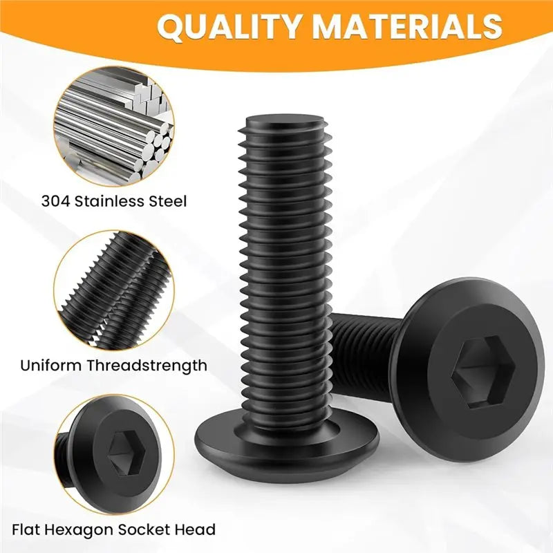 ABKW-50 Sets 1/4-20 X 19/32" Threaded Insert And Bolt For Wood, Hex Socket Drive Furniture Screw Nut Assortment Kits Vue