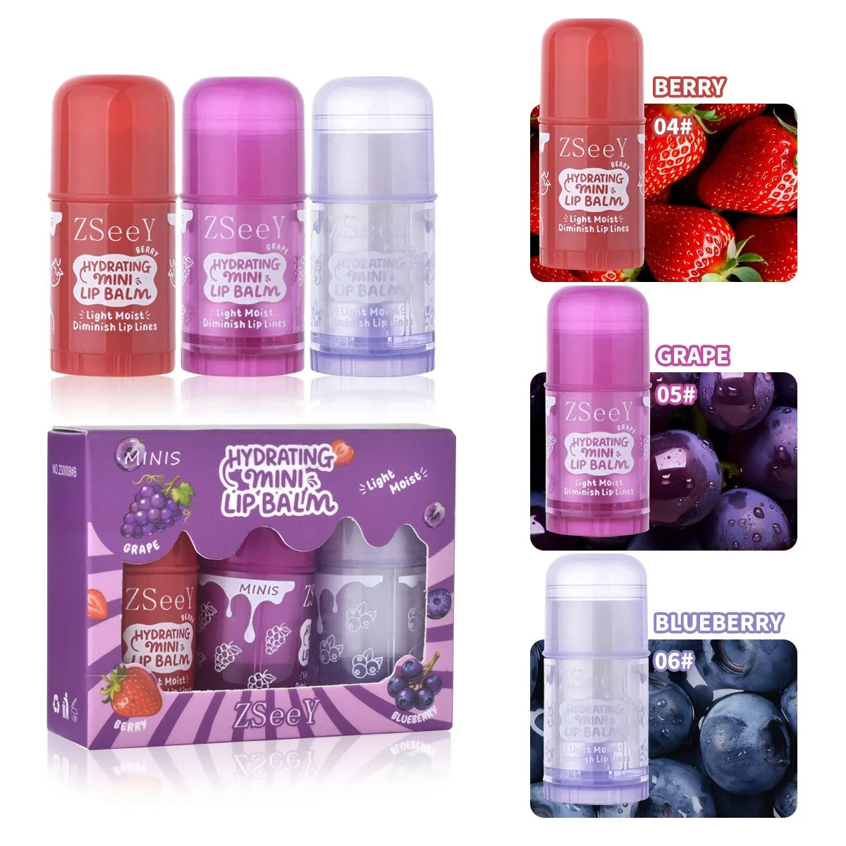 3pcs/set New Fruits Lip Balm Set Moisturizing Nourishing Hydrating Lipstick Kits Lips Oil Moisturizing and Non Greasy Vue B