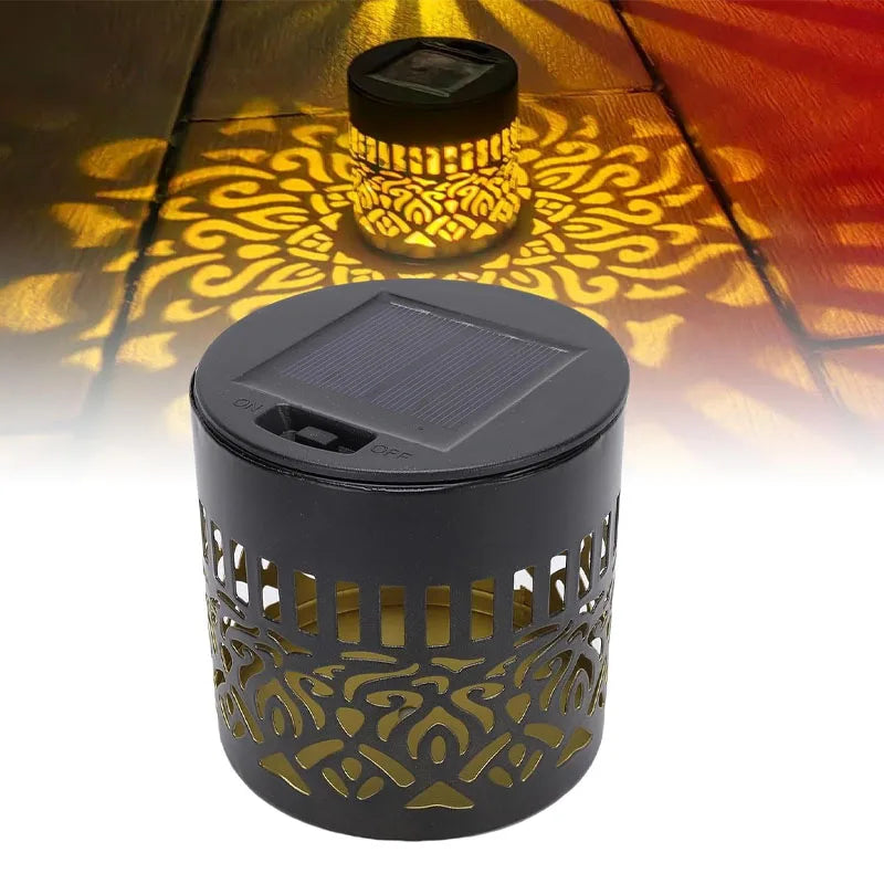 Solar Dusk To Dawn Sensor Wall Light Projector Flower Pattern IP65 Waterproof Outdoor Lamp for Balcony Courtyard Villa Door Vue