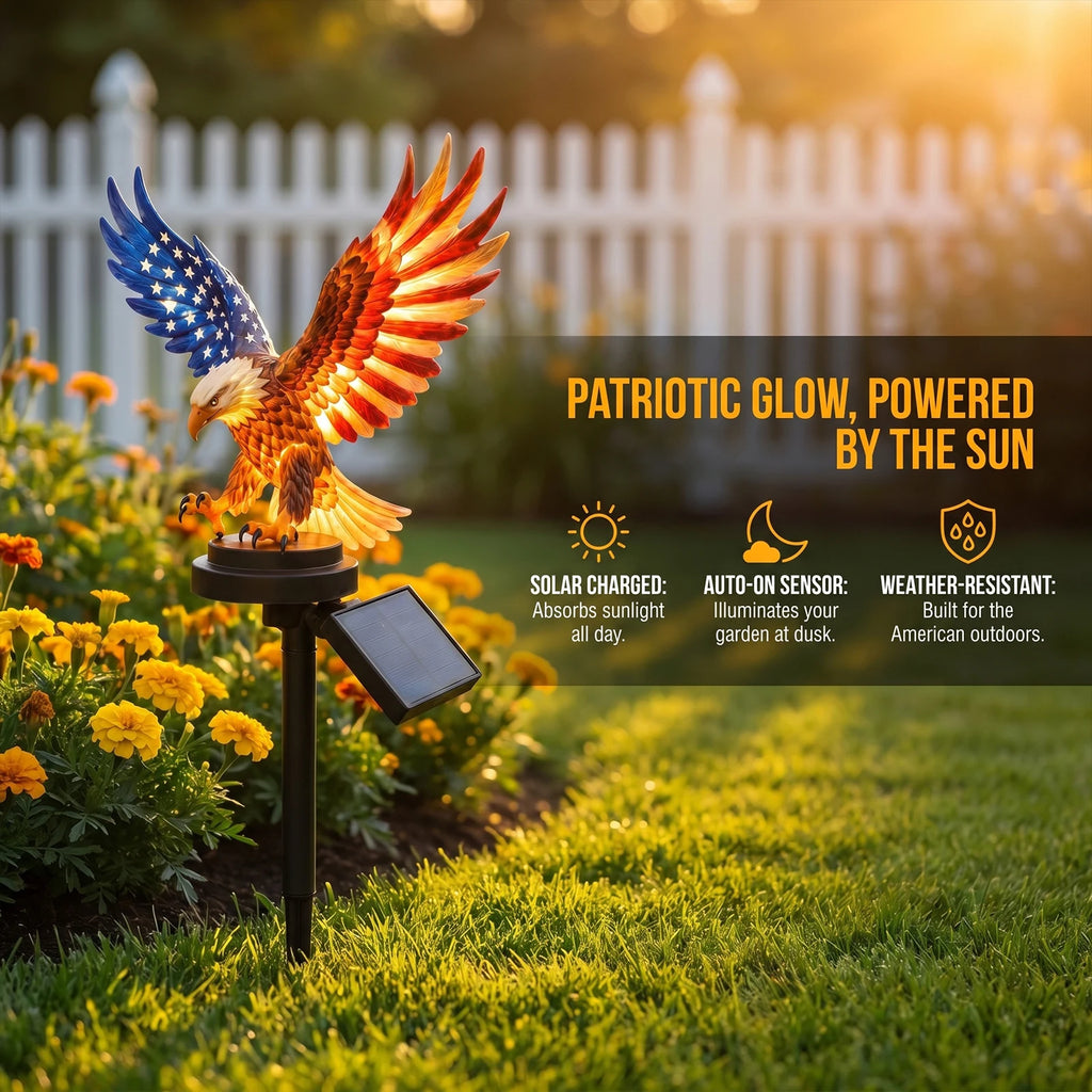 Solar Bald Eagle Stake Light | Patriotic Garden Decor Solar Garden Stake Light Vue