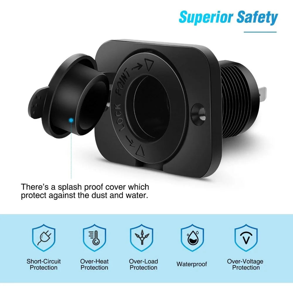 Nilight 2pcs Car Cigarette Lighter Socket 12V Power Outlet Adapter Replacement with Terminals Wires and Screws for Boat RV ATV Vue