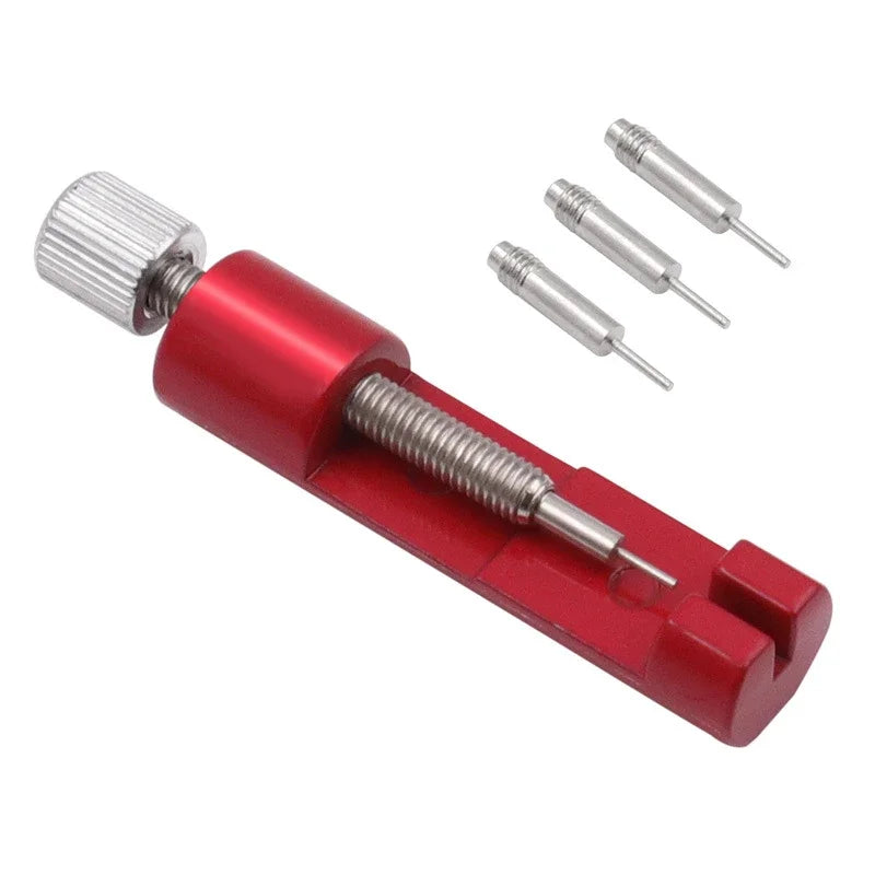 Metal Watch Band Strap Link Pin Remover Repair Tool Kit for Watchmakers with Pack of 3 Extra Pins Mini Watchband Tools Vue Red-Matel
