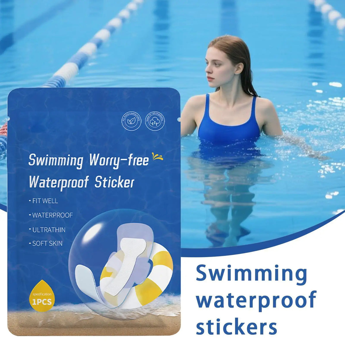 PU Waterproof Period Swim Pads for Teens Soft Invisible Sticker Women Swimming Pad Reusable for Shower Swimsuits Sports Vue
