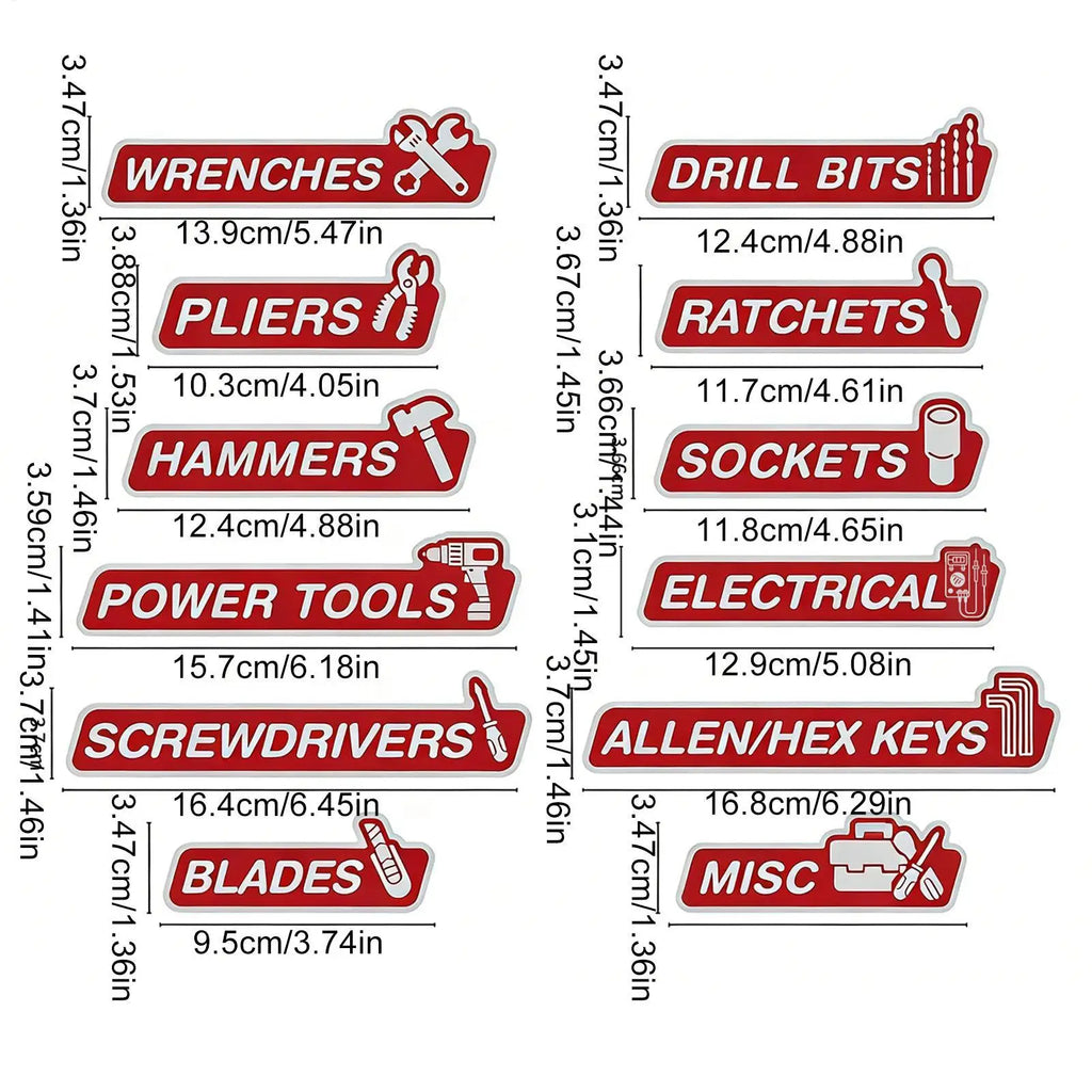 12pcs Magnetic Tool Box Labels Resin Drawer Tags Magnetic Labels For Tool Box Drawers Accessories Organization Identifying Vue