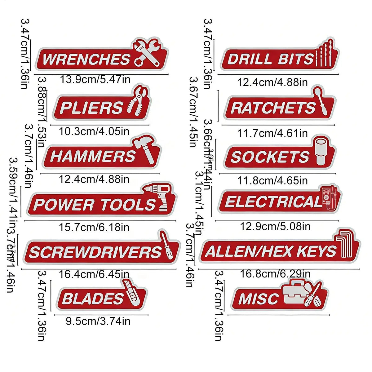 12pcs Magnetic Tool Box Labels Resin Drawer Tags Magnetic Labels For Tool Box Drawers Accessories Organization Identifying Vue