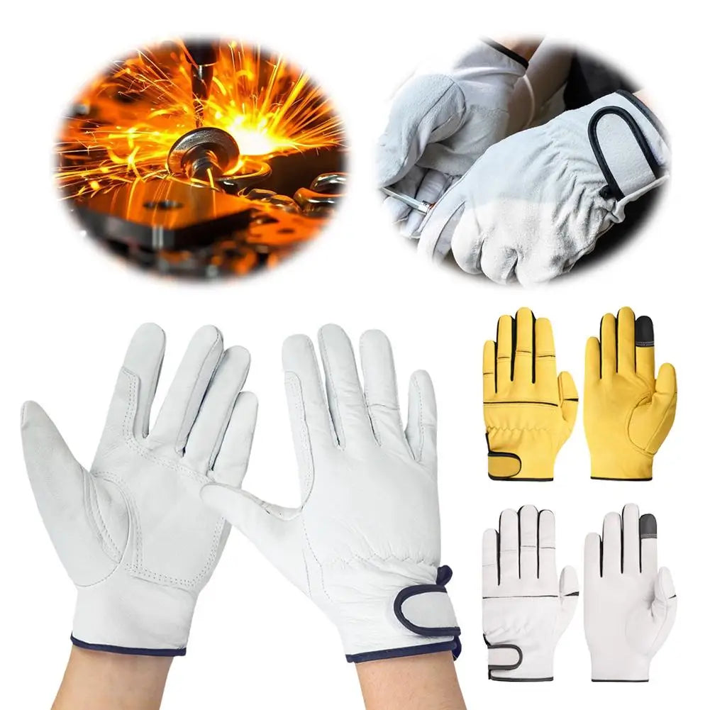 Sheepskin Leather Work Gloves Workers Work Welding Safety Protection Wear-Resistant For Construction Gardening Sports Vue