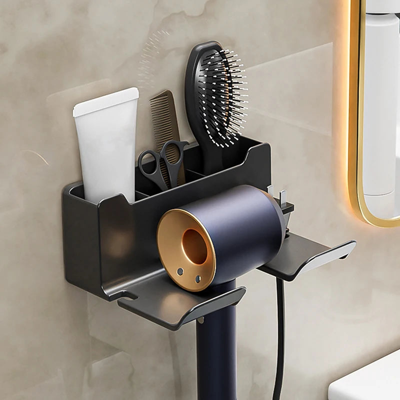 Hair Dryer Holder Wall Mounted Wall Dryer Cradle White Black GreyHairdryer Blow Dryer Organizer For Bathroom Bathroom Shelves Vue