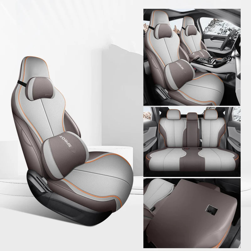 Car Specific Seat Cover For BYD KING Seal 5 DM-i 2022-2025 Full Covered Cushion Car Seat Protective Cover Interior Accessories Vue brown-02 2024 Four Seasons|China Mainland|WATER-PROOF|1