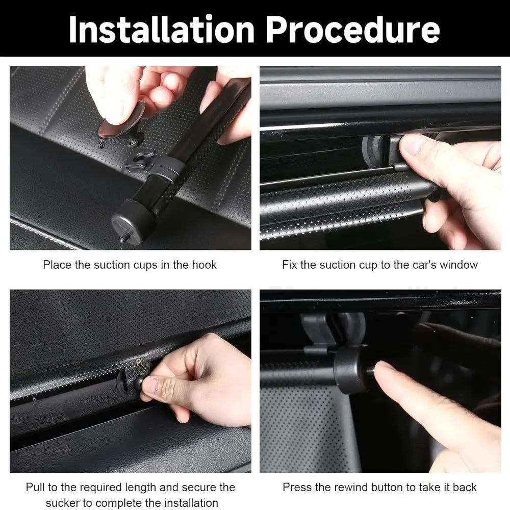 Retractable Car Side Window Sun-shade Universal Black Sunshade Roller