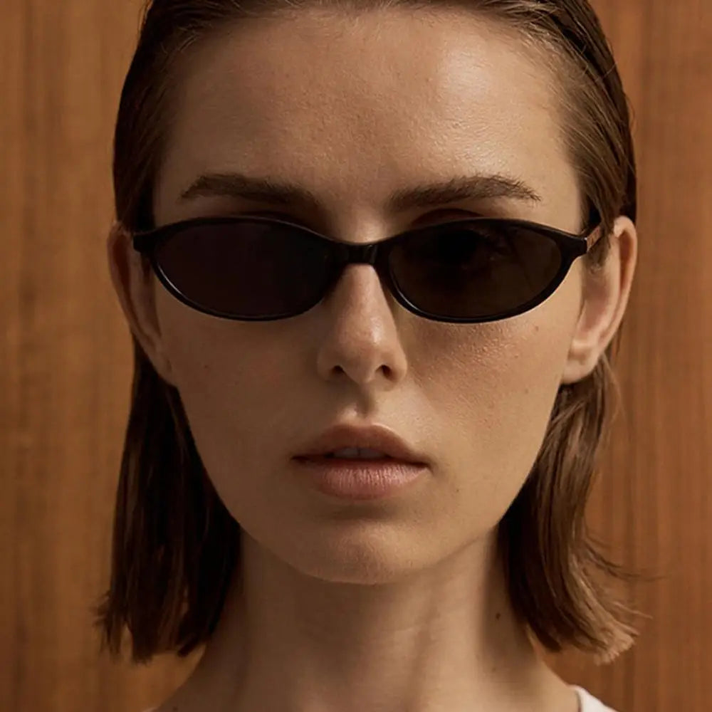 Retro Cat Eye Oval Sunglasses Lightweight Trendy Narrow Shades UV