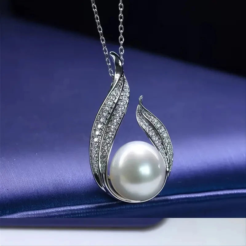 Huitan Pearl & CZ Waterdrop Pendant Necklace for Women Pendant Necklace Vue