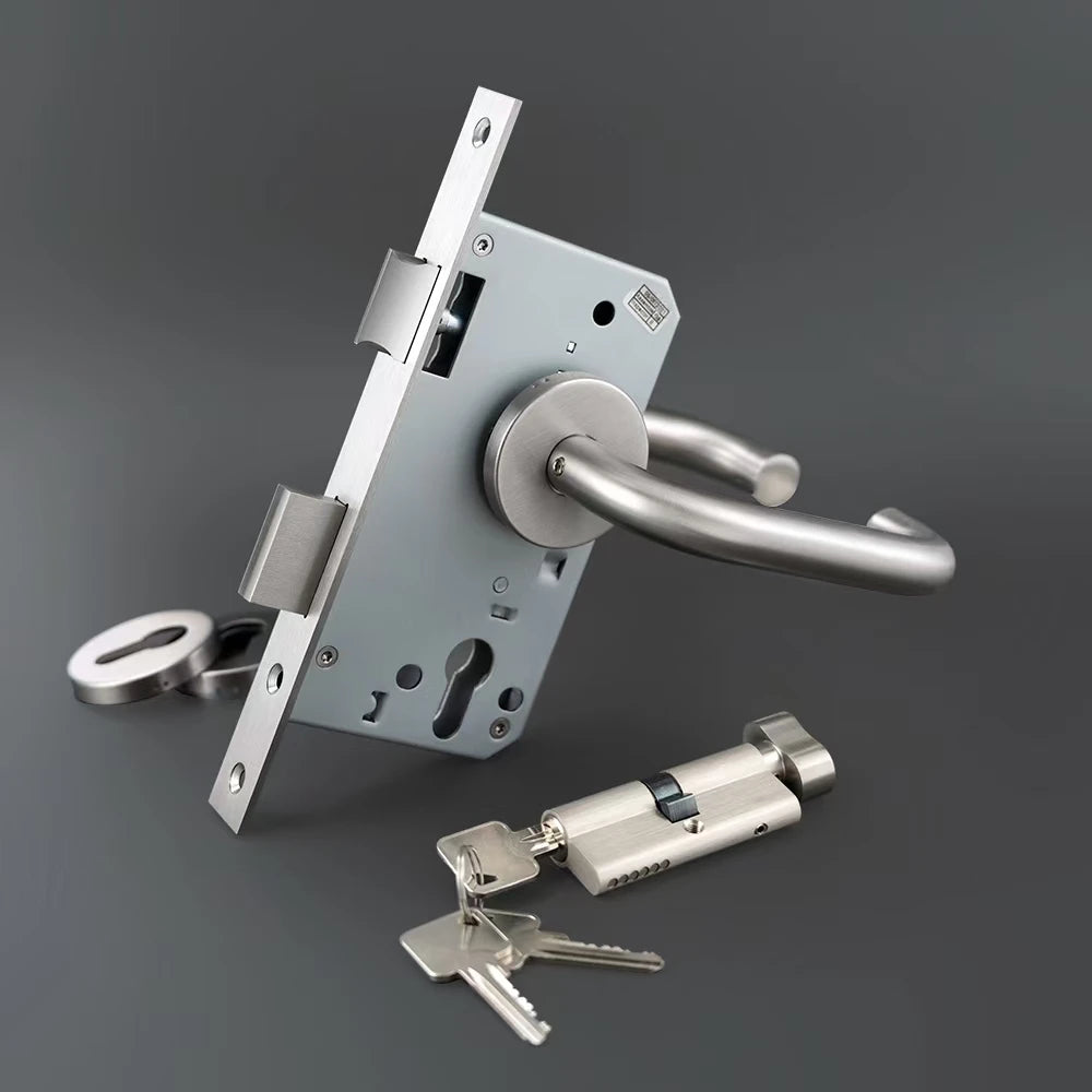 High quality 304 stainless steel Split door lock handle Fire door handle Brushed surface Multiple appearances Vue