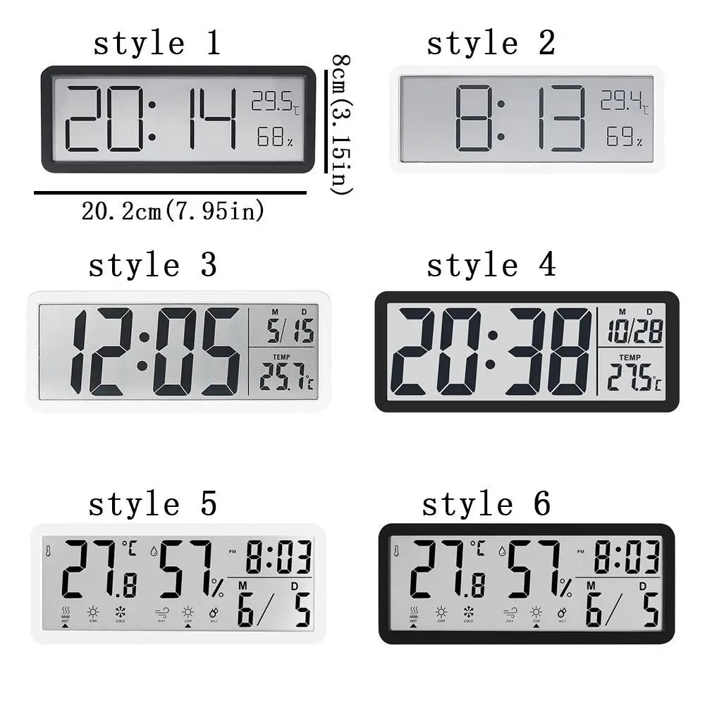 Large Screen LCD Digital Wall Clock Humidity Date Week Display Electronic Clock Temperature 12/24H Format Digital Wall Clock Vue