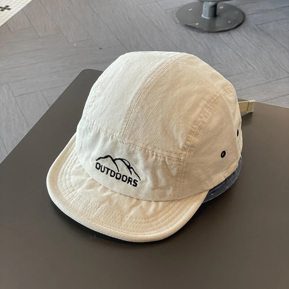 Casual Short Brim Baseball Cap Sun Protection Adjustable Sports Vue White